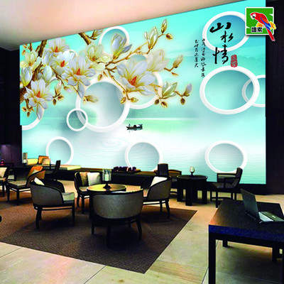 金色玉蘭映華堂 廠家直銷大型無縫壁畫，誠邀藝術空間加盟共創未來